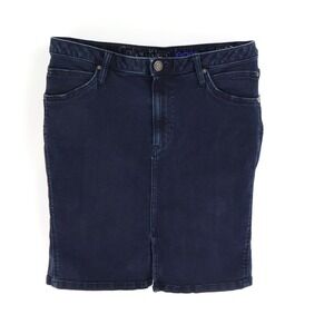 Calvin Klein Jean Skirt Womens Sz 32 Blue Dark Wash Denim Cotton Stretch Pockets